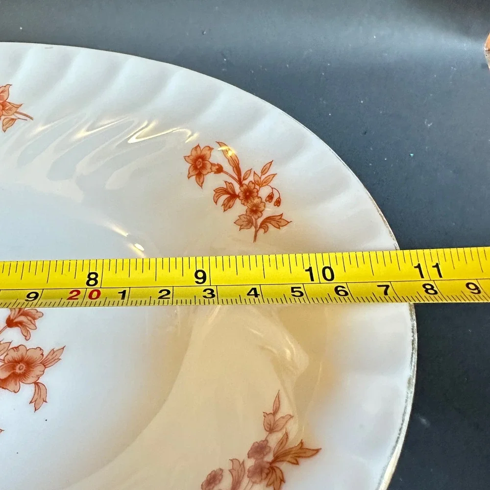Sango Classique Benham Oval Vegetable Bowl Orange Floral Swirl Rim Vintage 70s